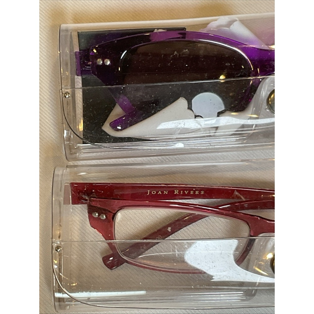 Joan Rivers High-Tech Flex Reading Glasses And Sunglasses +3.00 Purple And Red - Picture 3 of 8